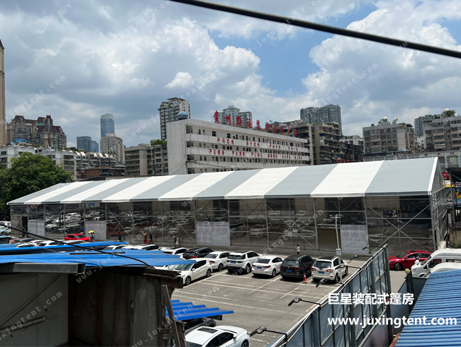 人字頂籃球篷房 透明軟玻璃墻體 人字頂籃球篷房 透明軟玻璃墻體